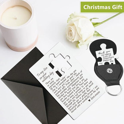 llxxeyopqdxz Son Wedding Gifts From Mom, Engraved Wallet Insert Card for Son on Wedding Day, Groom On Wedding Day Card Gift, Son Wallet Card from Mother, Cute Wedding Gifts for Son,(45)