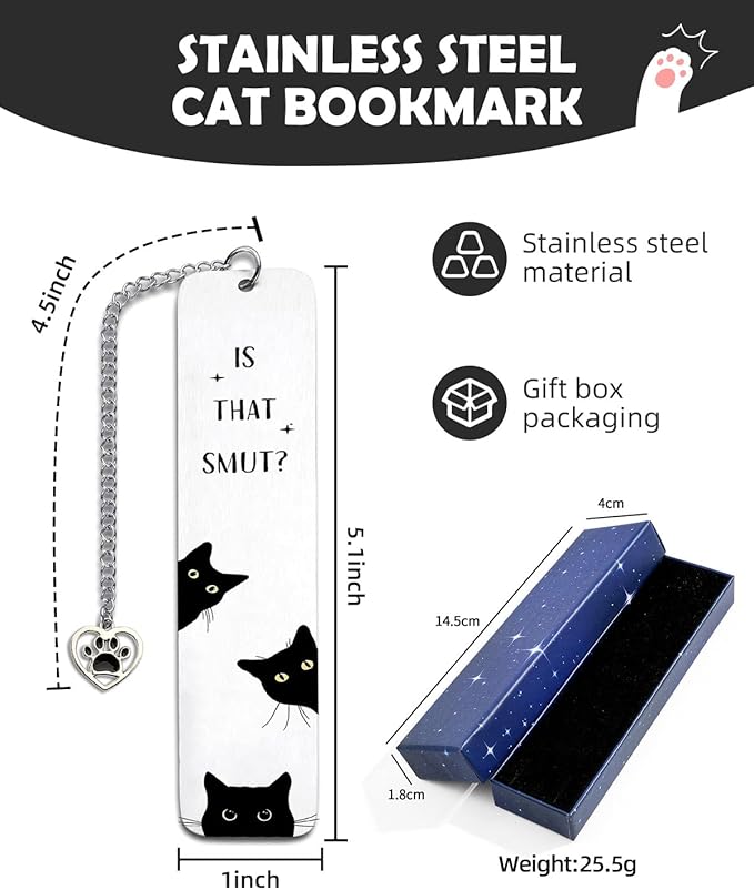 Black Cat Bookmark Gifts for Women, Book Markers for Reading Women Teens, Cat Bookmark Box Gifts for Cat Lovers, Cat Lover Female Friends Birthday Gifts Book Club Reading Gifts 01