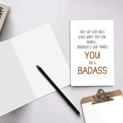 Ogeby Funny Get Well Card Gift for Him Her, Humor Encouragement Card, They Say God Only Gives What You Can Handle