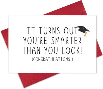 Ogeby Funny Graduation Card Gifts for Him Her, Cute Graduation Card, Turns Out You're Smarter Than You Look