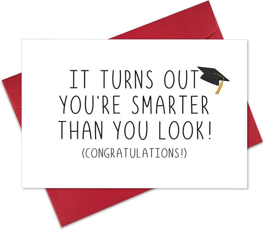 Ogeby Funny Graduation Card Gifts for Him Her, Cute Graduation Card, Turns Out You're Smarter Than You Look