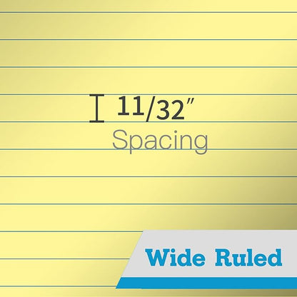 KAISA Legal Pads 8.5x11 Writing Pads Wide Ruled Notepads 8.5"x11.75" Canary Note Pads, Yellow 40 Sheets 2 Pads,WT-MCY40W-2PAD, Made in the USA