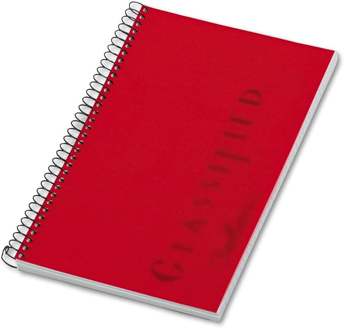 Tops Classified Business Notebook, 5.5 x 8.5-Inch, College Rule, 100 Sheets per Book, Ruby Plastic Cover (73505)