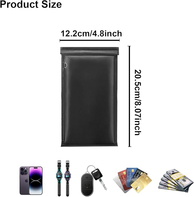 Faraday Bag for Phone, Faraday Pouch for Key Fob, Fireproof & Waterproof Faraday Bags EMP Proof, Faraday Key Fob Protector, Cell Phone Signal Jammer (2 Pack)