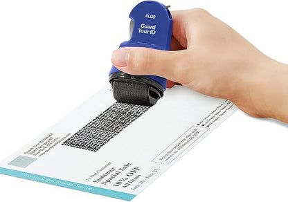 Guard Your ID 3 in 1 Wide Advanced Roller with Retractable Box & Envelope Opener and Identity Theft Prevention Security Stamp Blue