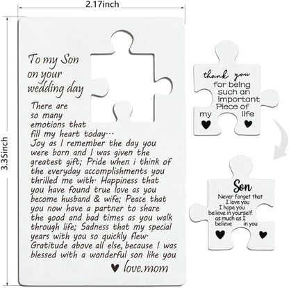 llxxeyopqdxz Son Wedding Gifts From Mom, Engraved Wallet Insert Card for Son on Wedding Day, Groom On Wedding Day Card Gift, Son Wallet Card from Mother, Cute Wedding Gifts for Son,(45)
