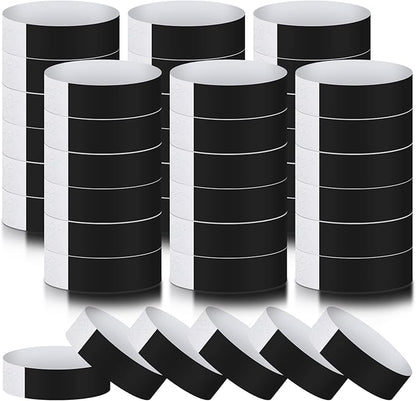 600 Packs Paper Wristbands for Events Neon Party Wristbands Colored Waterproof Paper Club Arm Bands Lightweight Identification for Concert Bar Entrance Admission(Black)