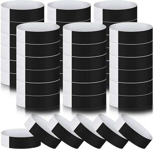 600 Packs Paper Wristbands for Events Neon Party Wristbands Colored Waterproof Paper Club Arm Bands Lightweight Identification for Concert Bar Entrance Admission(Black)