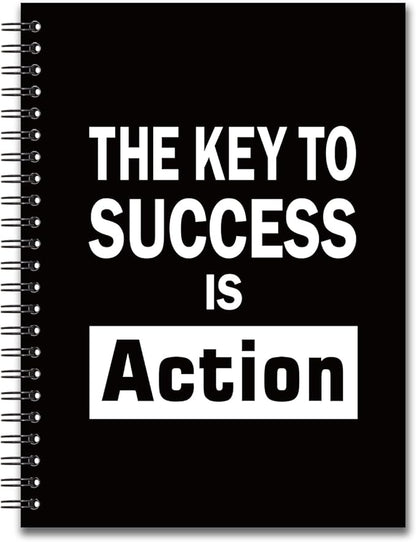 YAZMEEN Inspirational Blank Spiral Notebook（160 Pages） The Key to Success is Action Hardcover Notebook Journal Encouragement Gift Positive Gift Funny Notebook Gift for Women Men Coworker Boss Friend