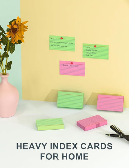 Pink Index Cards 4x6 Inch - 160 Pack, Ruled Index Flash Cards for Studying, Lined Large Pink Note Cards 4" x 6" Colorful, Heavy Colored Flashcards 4 x 6 Notecards for Office & Teaching Supplies