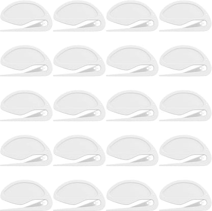 Onwon 20 Pieces Letter Opener Envelope Slitter with Safety Concealed Blade Package Opener Slitter Paper Knife Plastic Openers Razor Blade for Office Home Supplies, White