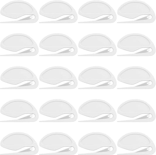 Onwon 20 Pieces Letter Opener Envelope Slitter with Safety Concealed Blade Package Opener Slitter Paper Knife Plastic Openers Razor Blade for Office Home Supplies, White