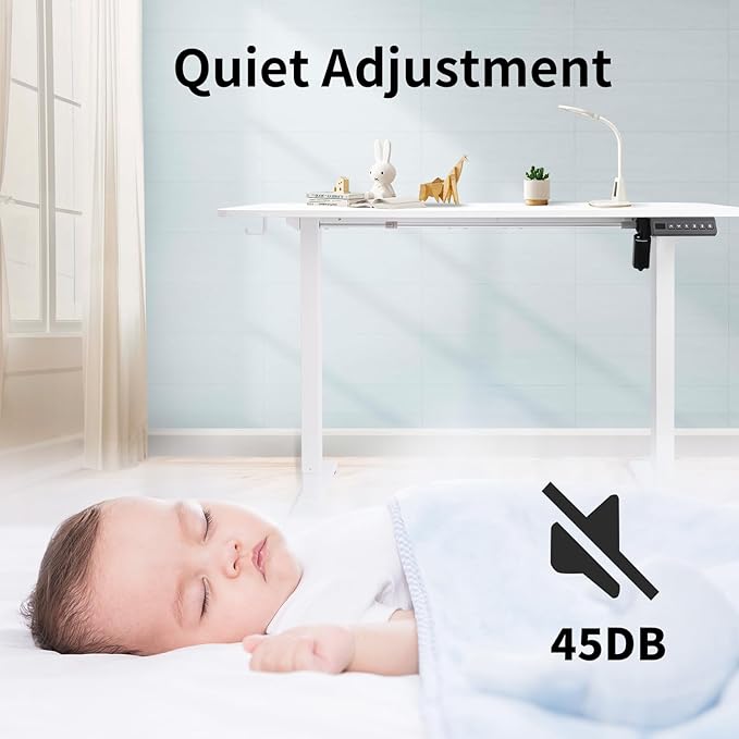 Electric Standing Desk Frame, Height Adjustable Table Legs with Memory Controller, Stand Up Desk Frame Up to 47.2", Ergonomic Standing Desk Base for Home and Office, White Frame Only