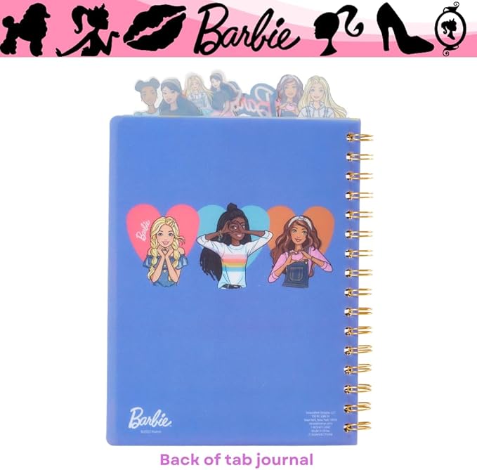 Innovative Designs Barbie Tab Journal Notebook, Spiral Bound, 96 Lined Pages, 8 x 7 inches, Purple
