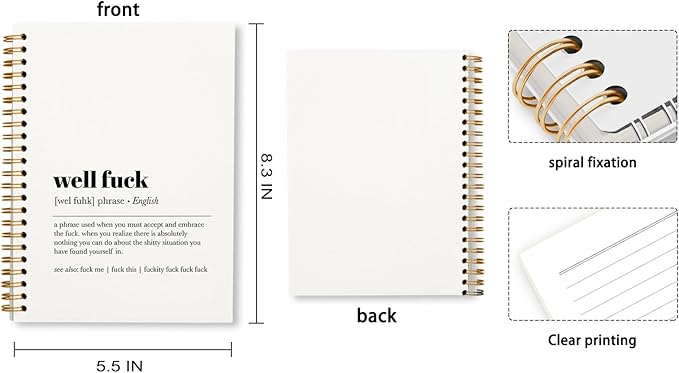 Tizzer Funny Well F Definition Lined Hardcover College Ruled Spiral Notebook Journal for Work Notes Journaling 5.5×8.3 Inch,Sympathy Gifts for Bad Day,Loss Job,Pet Loss,Breakups,Condolence