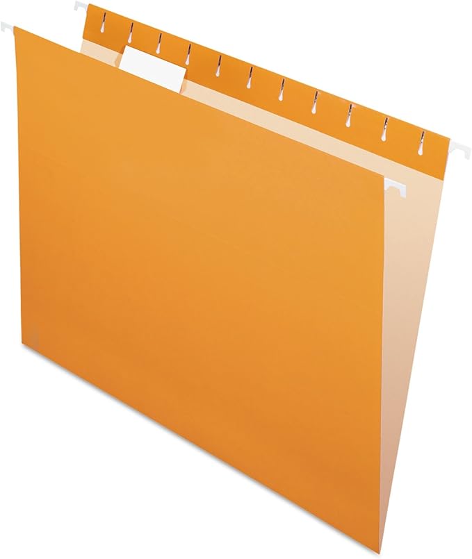 Pendaflex Recycled Hanging Folders, Letter Size, Orange, 1/5 Cut, 25/BX (81607)