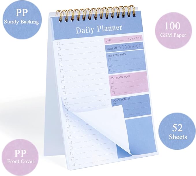 To Do List Notepad, 52 Sheets Daily Planner Notepad, 5.2"x7.8" To Do List Notebook, Undated Daily Planner 2024 for School/Office Supplies