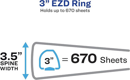 Avery Heavy-Duty View 3 Ring Binder with 3 Inch Rings, 8 Tab Customizable Table of Contents Binder Dividers, Office Supplies Set (01677)