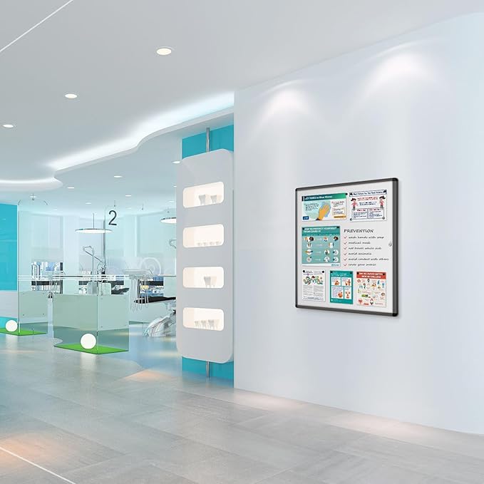 SWANCROWN Enclosed Bulletin Board Black Frame Enclosed Display Case,with Magnets,for School Message Notice, 38x38inch (12xA4)