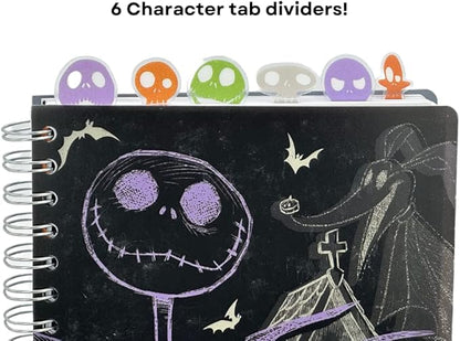 Innovative Designs Nightmare Before Christmas Tab Journal Notebook, Spiral Bound, 144 Lined Pages, 8 x 7 inches, Black