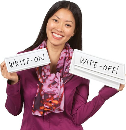 Trainers Warehouse Heavy Duty Premium Space-Saver Reusable Name Cards, White, Dry-Erase Tent, 8.75" x 3" (50)