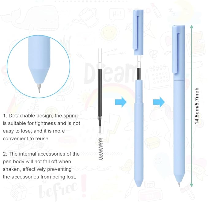 AUAUY 6PCS Gel Pens, Retractable Quick Dry Gel Ink Pen, Pens for Journaling with 6 Refill, Cute Pens, Smooth Writing Pens, 0.5mm Black Ink Pens, Office School Supplies Gifts for Women & Men (Morandi)