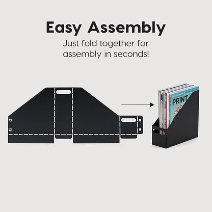 IRIS USA Metal Magazine File Holders, 6 Pack, for Letter/Legal File, Durable Vertical Desktop File Paper Organizer, File Storage Box Stand Rack for Document Notebook Binder Home Work Office, Black