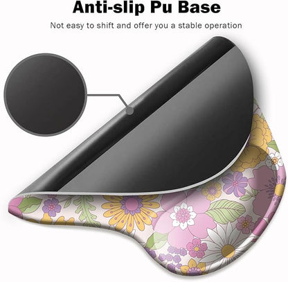 Ergonomic Mouse Pad with Wrist Support and Coaster,Mouse Pads with Non-Slip PU Base for Home Office Working Studying Easy Typing & Pain Relief Daisy Blossom