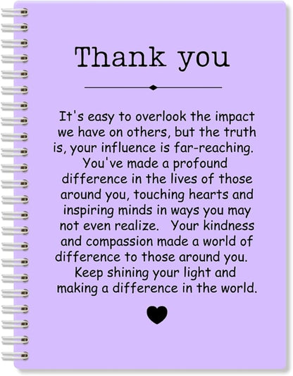 Thank You Purple Hardcover 160 Pages Spiral Notebooks, Funny Thank You Gifts for Women Men Coworkers Leader Mentor, Appreciation Gifts for Employees, Thanksgiving Gifts for Colleagues Leaders