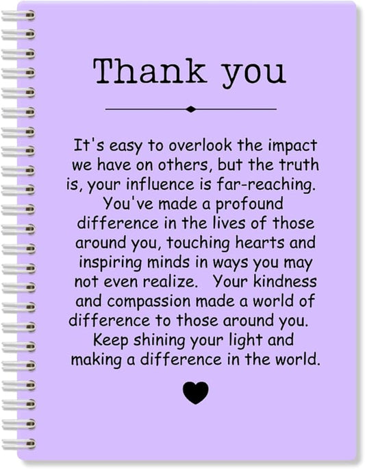 Thank You Purple Hardcover 160 Pages Spiral Notebooks, Funny Thank You Gifts for Women Men Coworkers Leader Mentor, Appreciation Gifts for Employees, Thanksgiving Gifts for Colleagues Leaders