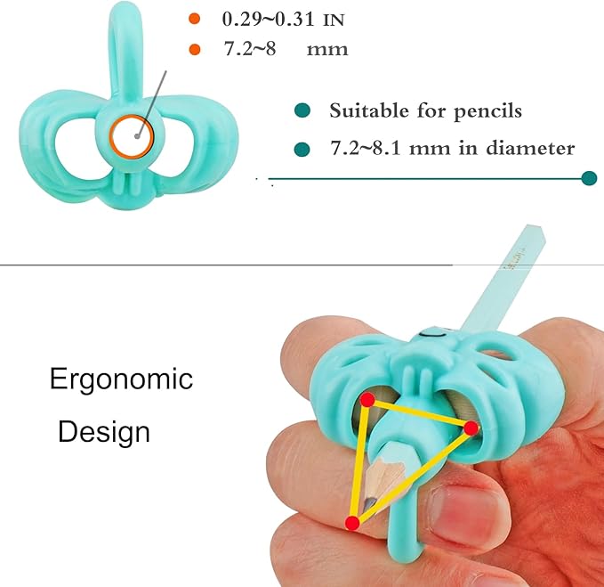 JuneLsy Butterfly Three-Finger Pencil Grips Kids Handwriting Pencil Gripper Pencil Holder Posture Correction Training Writing AIDS for preschooler Kids Toddler 3-7Year (8PCS)