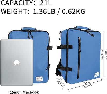 Small Carry-on Backpack Flight Approved Lightweight Casual Laptop Backpack MacBook Pro 16 Travel Gym Sport Daypack, Light Blue