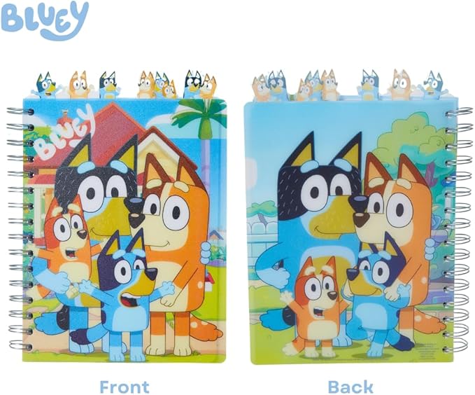 Innovative Designs Bluey Tab Journal Notebook, Spiral Bound, 144 Lined Pages, 8 x 7 inches, Blue