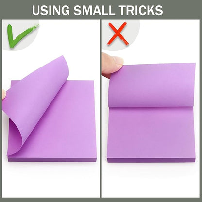 Sticky Notes 3x3 Self-Stick Notes Bright Colors Sticky Notes 4 Pads 100 Sheets/Pad (Purple)