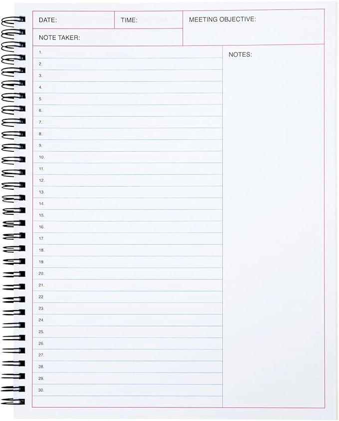 2 Pack Meeting Notebooks for Work, Spiral-Bound Daily Planner for Project Management, Office, Business, Note Taking, Organizer (160 Pages, 8.5 x 11 In)