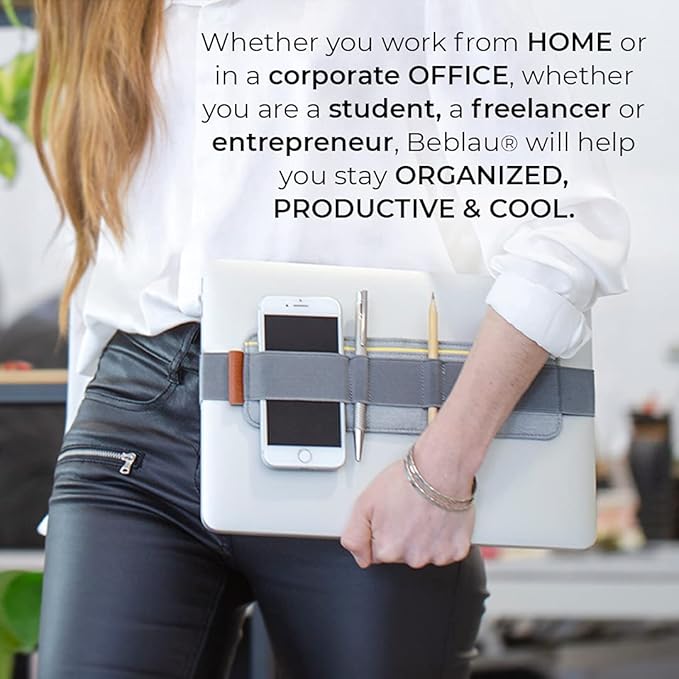 Beblau Slim Portable Tech Organizer – Attachable Laptop & Notebook Accessory | Fits 13"-17" | Backpack Insert & Desk Organizer | Office, Home, & School | Work-from-Home Essentials Gift