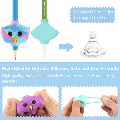 Firesara Training Grips, Original Owl Training Grips Three Fingers Fixed Pencil Correction Grips for Kids Handwriting Posture Correction Children Adults Special Needs for Lefties or Righties (6PCS)