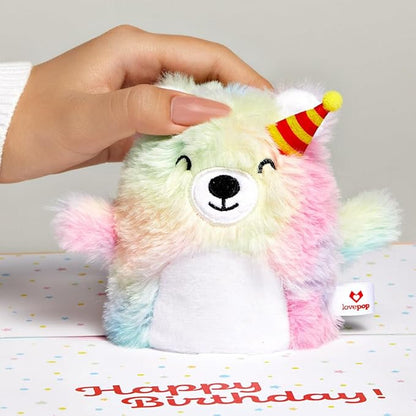 Lovepop Plushpop Soft Animal Pop-Up Card for Her and Him - 3D Bear Happy Birthday Greeting Card for Boys, Girls, Men, Women - Celebrate 6" x 8" Card - Tie Dye