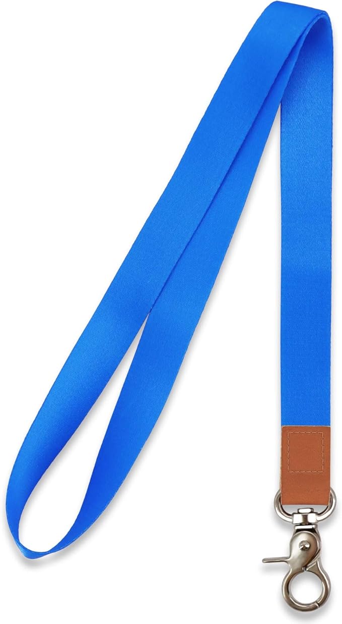 Long Neck Lanyard Leather Keychains with Metal Clasp, Sturdy Durable Women Men Id Badge Lanyard, Neck Lanyard Strap Ideal for Car Keys, Card Holder, Whistle, Keychain, Wallet