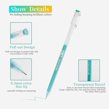 0.5mm Journal Colouring Pens, Assorted Rainbow Colors Pens Set of 9 for Adults Journal Coloring Calligraphy,Made for Everyday Writing, Journals,Drawing,Coloring Books (Morandi-Retro Color)