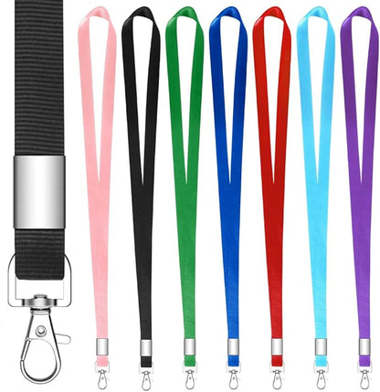 7 PCS Multicolour Lanyards for ID Badges, Keys, Cruise Ship Cards, Keychain, Soft Nylon Neck Lanyard with Clip, Badge Lanyard for Teacher, Kids, Men, Women