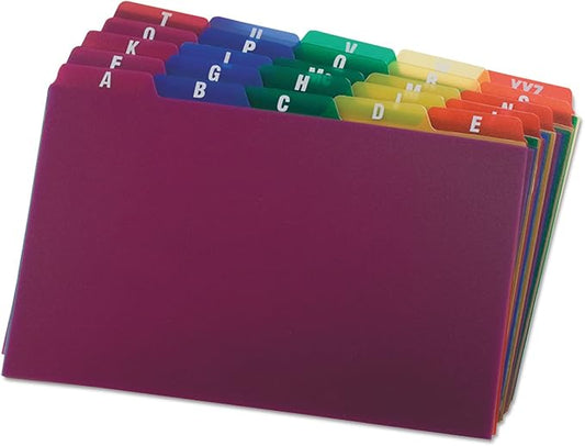 Oxford Poly Index Card Guides, Alphabetical, A-Z, Assorted Colors, 5" x 8" Size, 25 Guides per Set (73155)