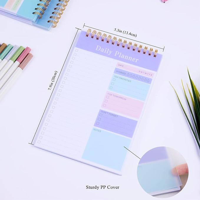 Set of 3 To Do List Notepad, 52 Sheets Undated Daily Planner 2024, 5.2"x7.8" To Do List Notebook, Daily Checklist for School/Office Supplies