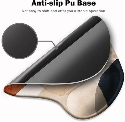 DOOKE Ergonomic Mouse Pad with Wrist Support and Coaster,Mouse Pads with Non-Slip PU Base for Home Office Working Studying Easy Typing & Pain Relief Aesthetic Art