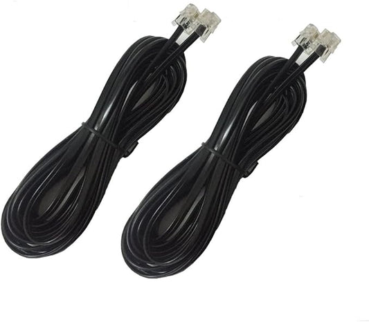 YUSHVN 2 Pack Black Phone Cord 5M 16.5ft Telephone Line Extension Cord Cable Wire Male to Male RJ11 6P4C Modular Plug for Landline Telephone Fax Machine