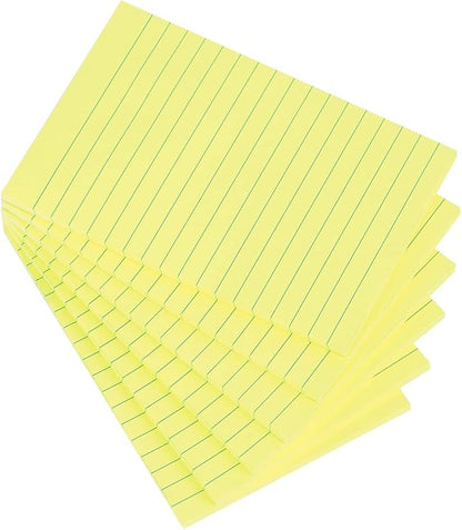 Vanpad Lined Sticky Notes 4X6 in Lemon Yellow Ruled Stickies Super Sticking Power Memo Pads Strong Adhesive, 6 Pads/Pack, 45 Sheets/pad