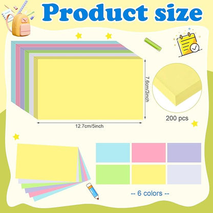 240 Count Colored Blank Index Cards 3x5 Inches Flash Cards Flashcards Heavy Weight Note Cards for Studying School Office Supplies