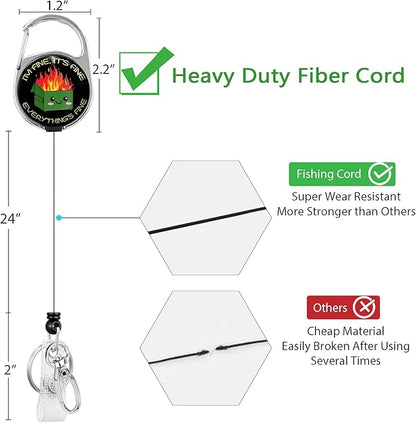Funny Dumpster on Fire Badge Reel Retractable Heavy Duty with 360°Swivel Carabiner Clip,Cute ID Badge Holder Retractable, Nurse Teacher ID Card Holder Retractable Keychain Name Badge Clip