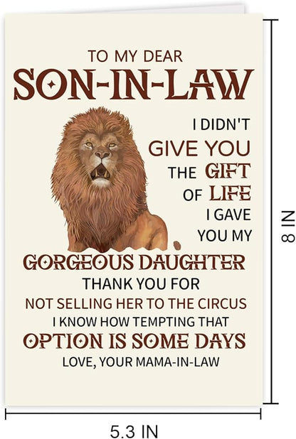 Unique Birthday Card Gifts Decorations for Son-In-Law, Cute Happy Son In Law Birthday Card Gift for Him Men