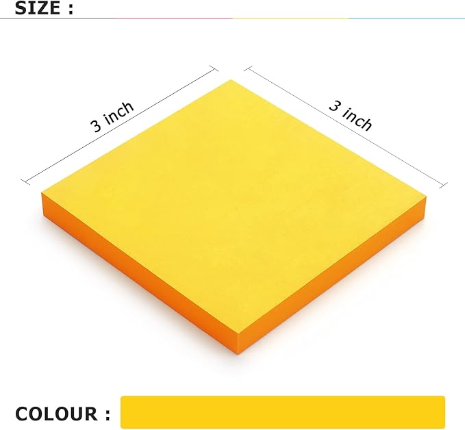 Sticky Notes 3x3 Self-Stick Notes Bright Colors Sticky Notes 8 Pads 80 Sheet/Pad (Orange)